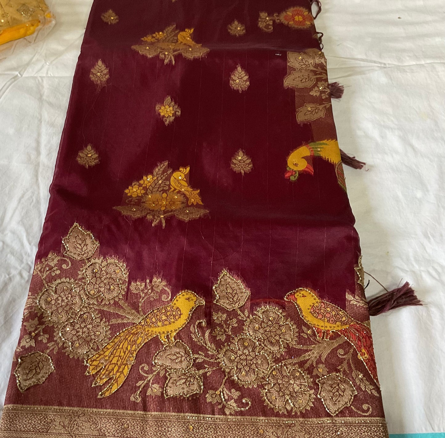 Blue Printed Fancy Saree with Blouse Piece